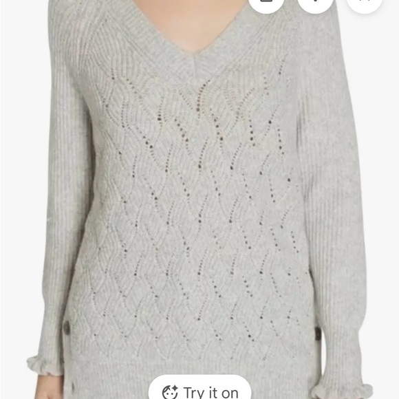 Rebecca Taylor Light Gray Cable-Knit Sweater XS - Picture 3 of 7